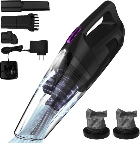 Silver 12000Pa Cordless Handheld Car Vacuum Brushless Low Noise