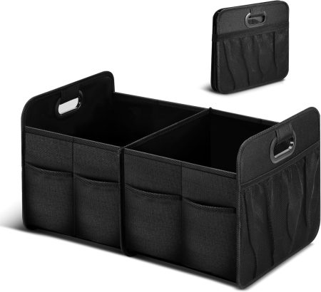 Foldable 50L 2-Compartment Trunk Organizer Black
